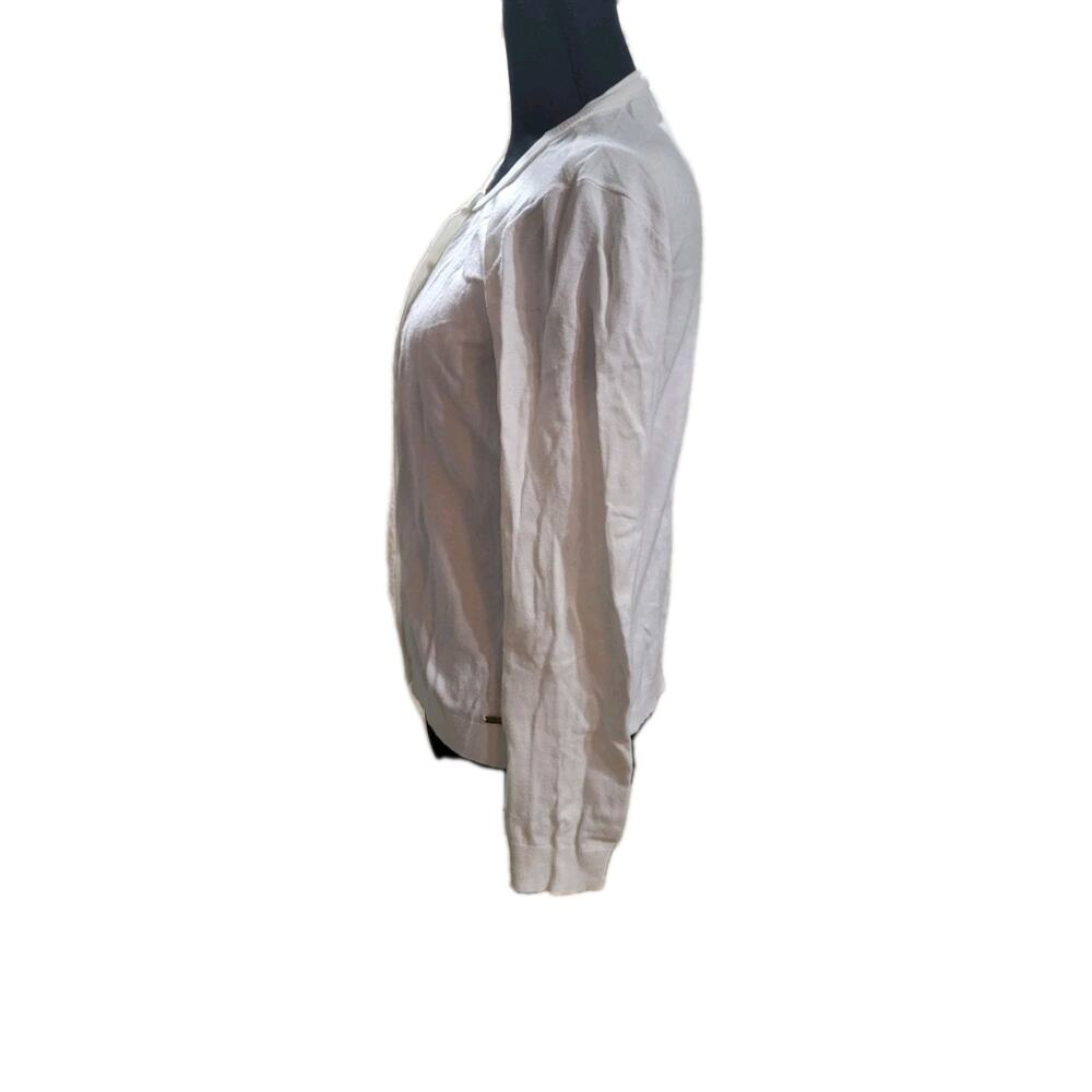 Calvin Klein Womens Petite M White Minimalist Gold Button Soft Girl Cardigan - Picture 2 of 7